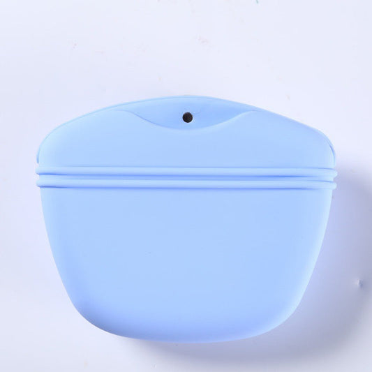 Blue silicone product on a light purple background