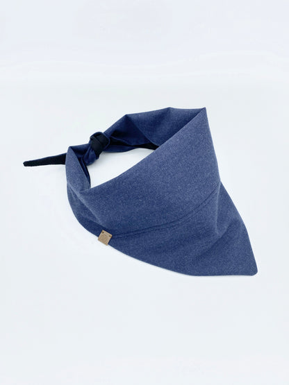 Blue bandana with a knot on a white background