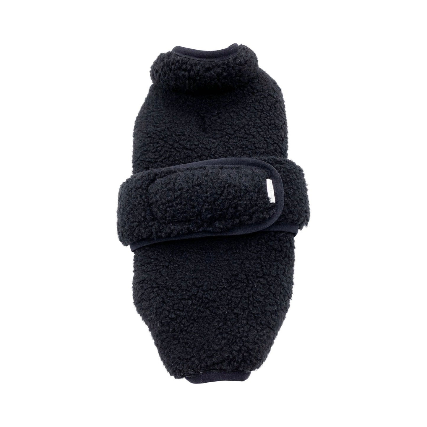 Black fleece dog sweater on a white background