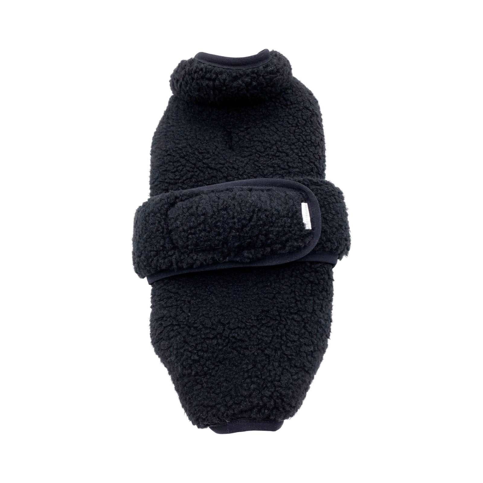 Black fleece dog sweater on a white background