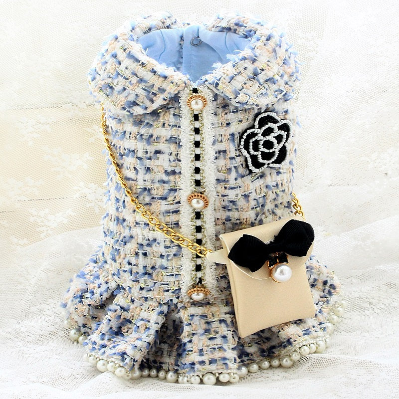 Dog Tweed Coat Blue