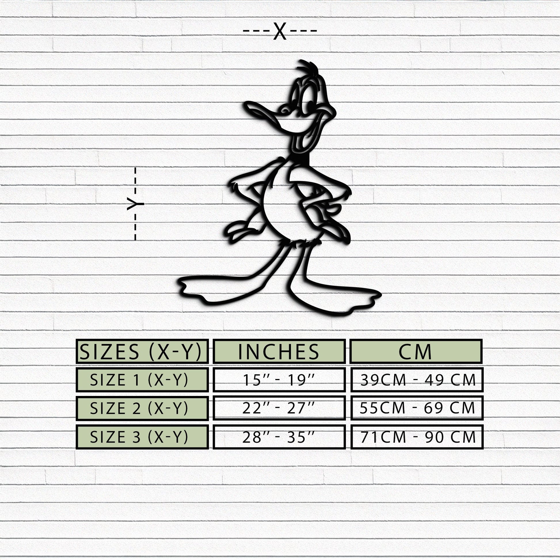 Cartoon character measurement chart on lined paper