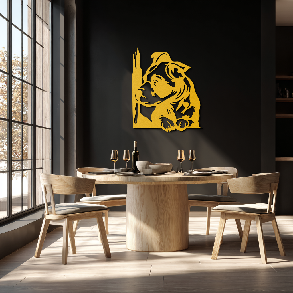 Cute Puppy Peeking Silhouette Metal Wall Art – Adorable Dog Decor for Pet Lovers- KAF685