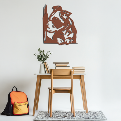 Cute Puppy Peeking Silhouette Metal Wall Art – Adorable Dog Decor for Pet Lovers- KAF685