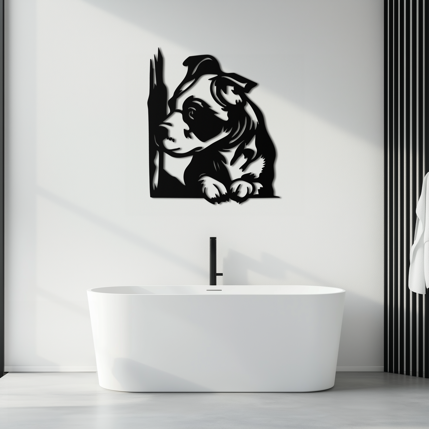 Cute Puppy Peeking Silhouette Metal Wall Art – Adorable Dog Decor for Pet Lovers- KAF685