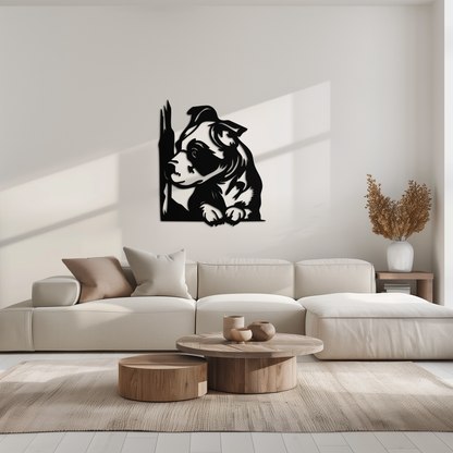 Cute Puppy Peeking Silhouette Metal Wall Art – Adorable Dog Decor for Pet Lovers- KAF685