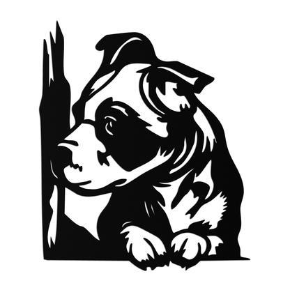 Cute Puppy Peeking Silhouette Metal Wall Art – Adorable Dog Decor for Pet Lovers- KAF685