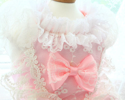 Pink bow with lace detailing on a mannequin