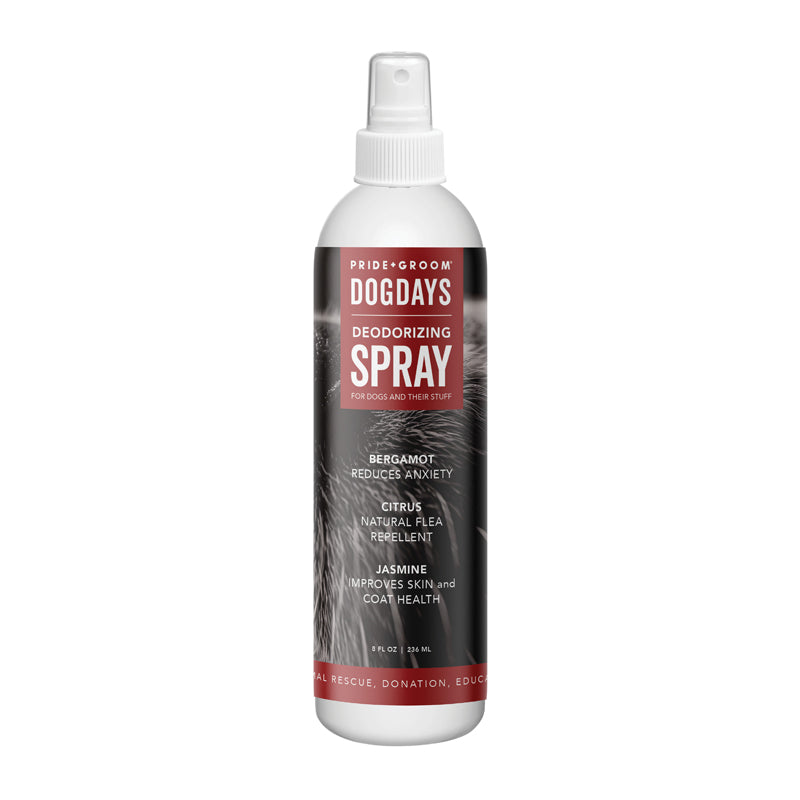 DogDays deodorizing spray bottle on a white background