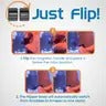 Product packaging with 'Just Flip!' text on a blue background