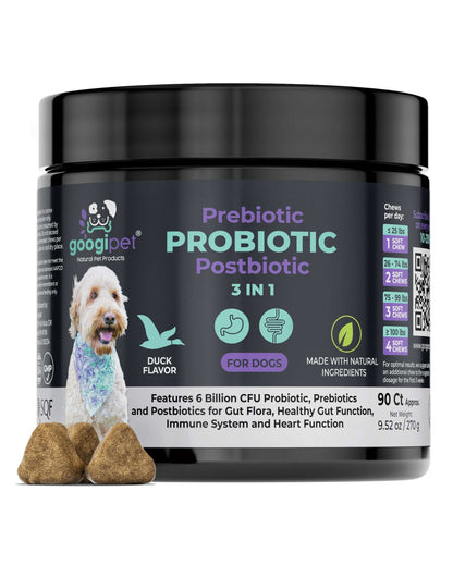 Goopig Pet Prebiotic Probiotic Postbiotic supplement jar for dogs on a white background