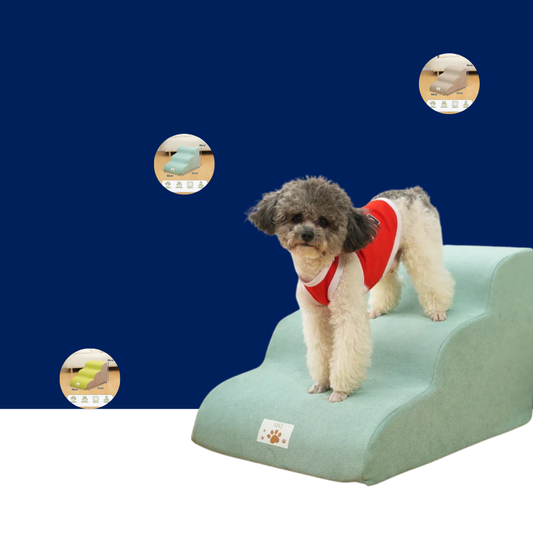 Pet 2/3 Step Stairs Ramp – Soft Memory Foam Dog & Cat Ladder | Removable & Washable Training Pet Ramp