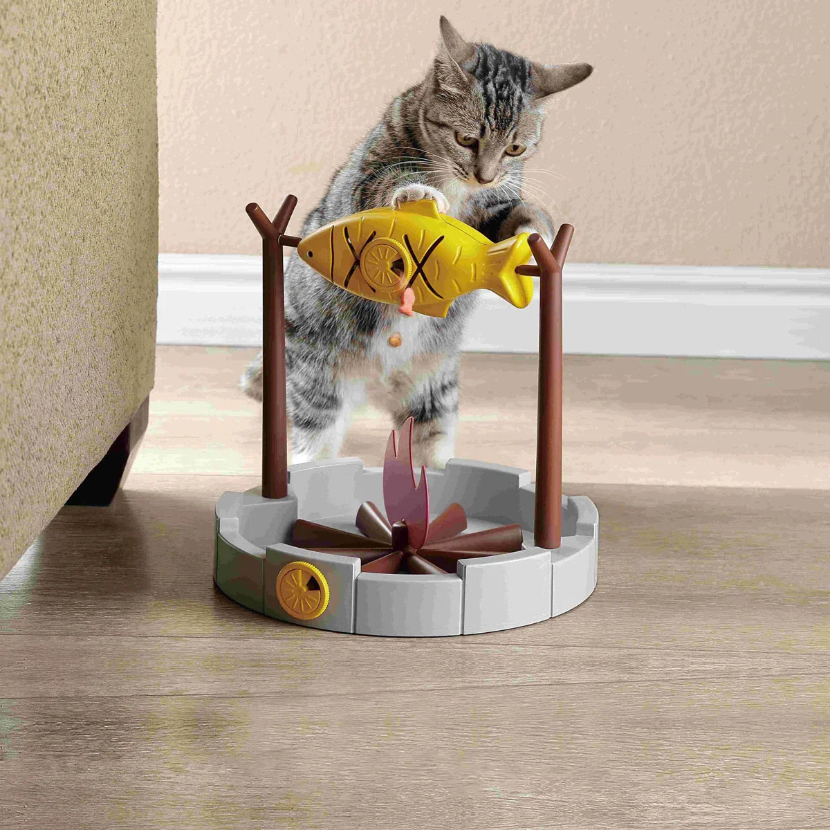Interactive Cat Treat Dispenser & Slow Feeder – Grilled Fish Puzzle Toy
