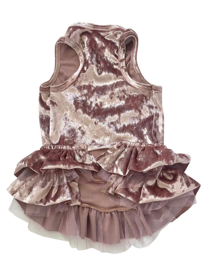 Crushing on YOU Metallic Velvet Dog Dress, Blush