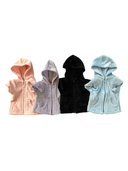 Velour Zip Front Hoodie, Lt. Pink