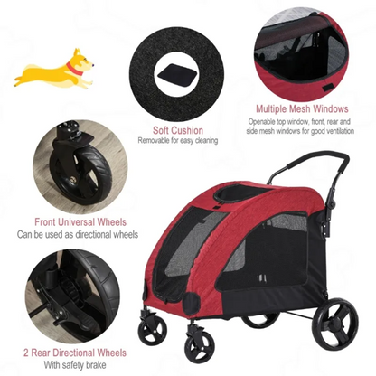 Foldable Pet Stroller with Storage Pocket
