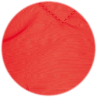 Red circular object with a textured surface