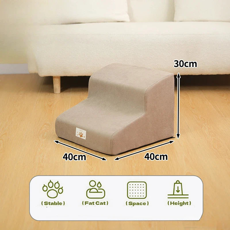Pet 2/3 Step Stairs Ramp – Soft Memory Foam Dog & Cat Ladder | Removable & Washable Training Pet Ramp