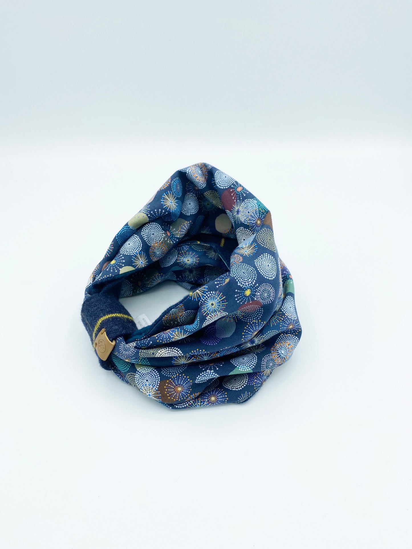 Blue patterned scarf on a white background