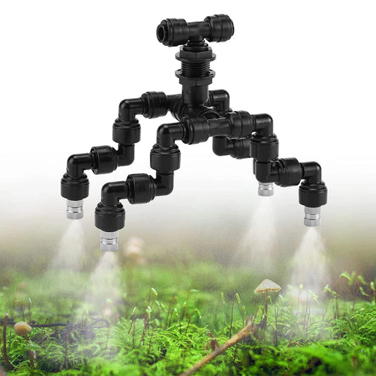 Black adjustable sprinkler system on a grassy background