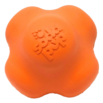 Orange dog toy with a brand logo on a white background