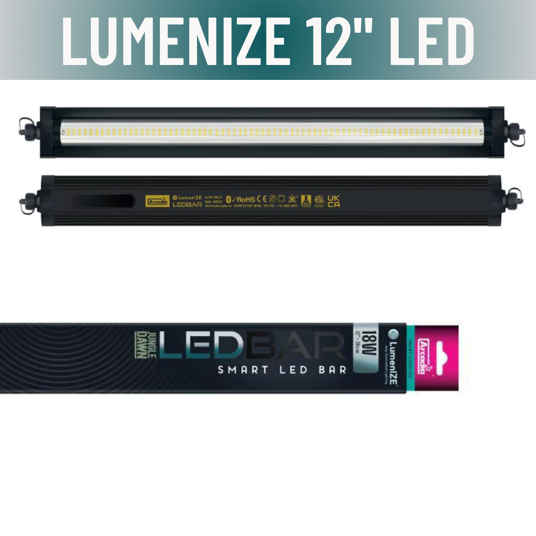 Two LED bars with 'Lumenize 12" LED' text above them on a white background.