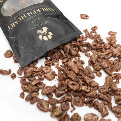 Dog treats spilling out of a black package with 'Watch Dog Treats' branding on a white background.