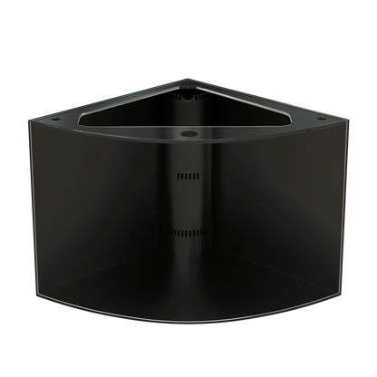 Black corner shelf on a white background