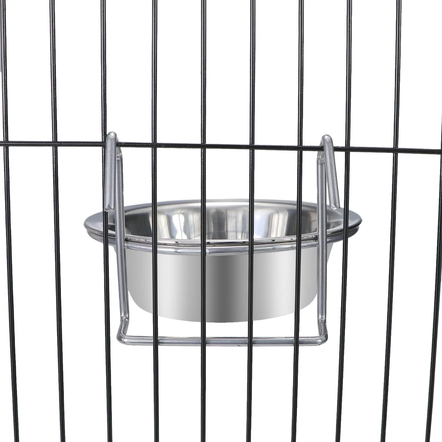 Pet Bowl Stainless Steel Hanging Food Water Bowls Bird Cage Feeder for Birds