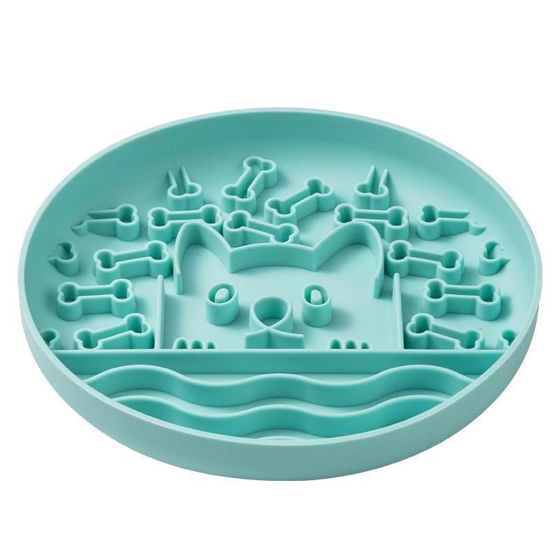 Teal puzzle toy for pets on a white background