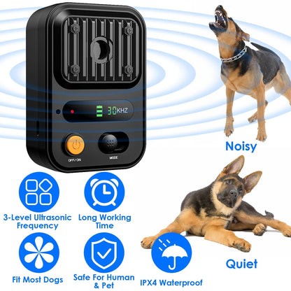 Ultrasonic Anti-Barking Device Rechargeable Auto Dog Bark Control Deterrent Box Training Device IPX4 Waterproof with 3 Frequency Max 32.8Feet Sensing