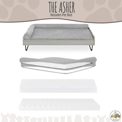 Asher Small Wooden Elevated Pet Bed with Mattress, Greenguard Gold Certified