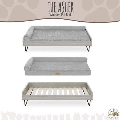 Asher Small Wooden Elevated Pet Bed with Mattress, Greenguard Gold Certified
