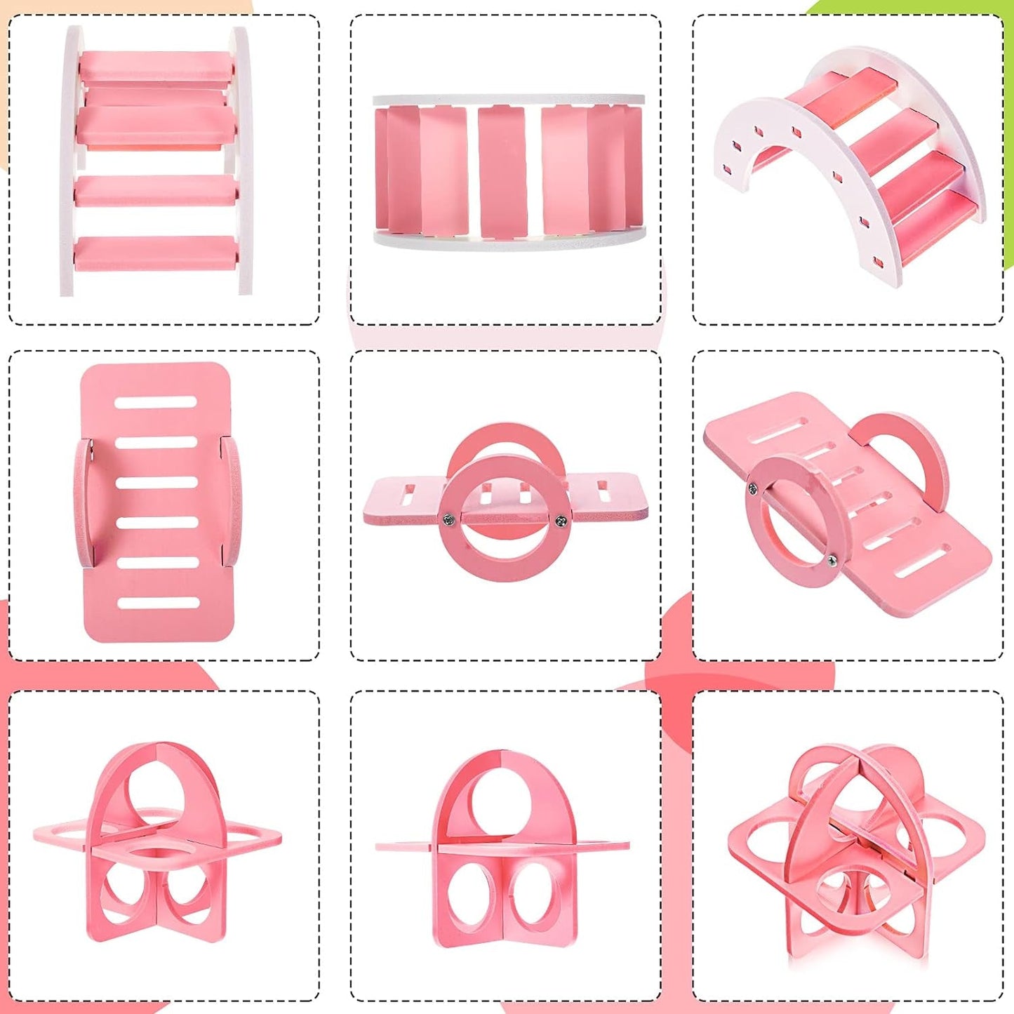 Collection of pink hair clips on a white background