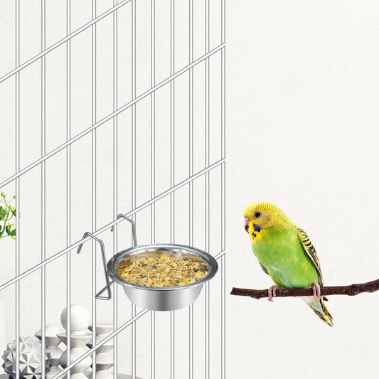 Pet Bowl Stainless Steel Hanging Food Water Bowls Bird Cage Feeder for Birds