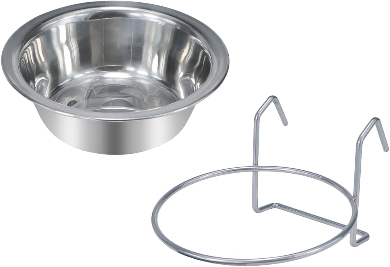 Pet Bowl Stainless Steel Hanging Food Water Bowls Bird Cage Feeder for Birds