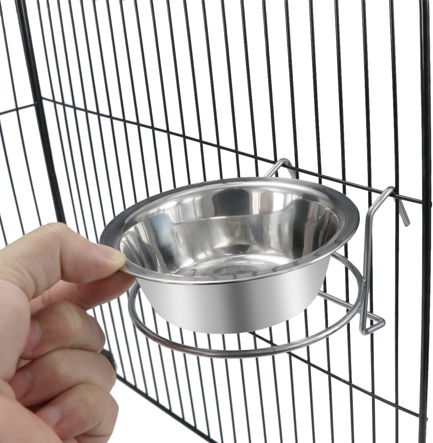 Pet Bowl Stainless Steel Hanging Food Water Bowls Bird Cage Feeder for Birds