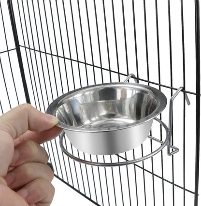 Pet Bowl Stainless Steel Hanging Food Water Bowls Bird Cage Feeder for Birds