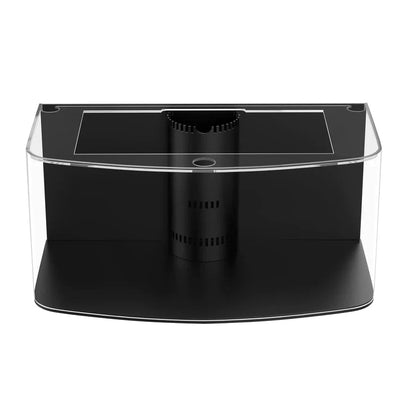 Black and transparent plastic stand on a white background