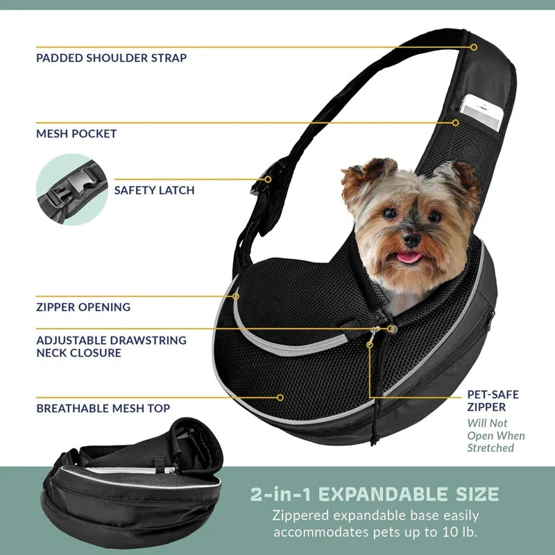 Expandable Sling Pet Carrier for Small Dogs & Cats
