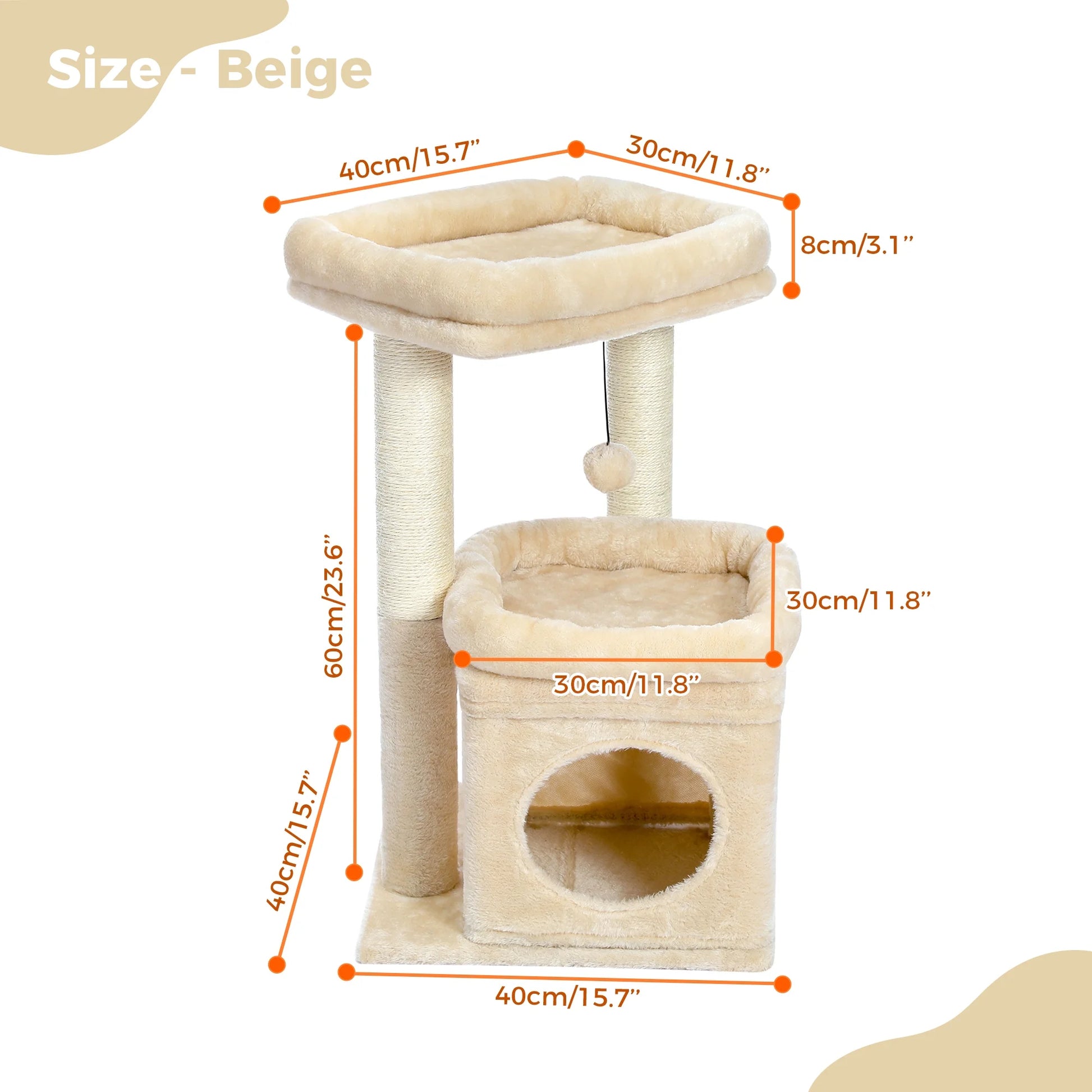 27 Cat Tree for Medium Cats Plush Condo and Scratching Posts Beige
