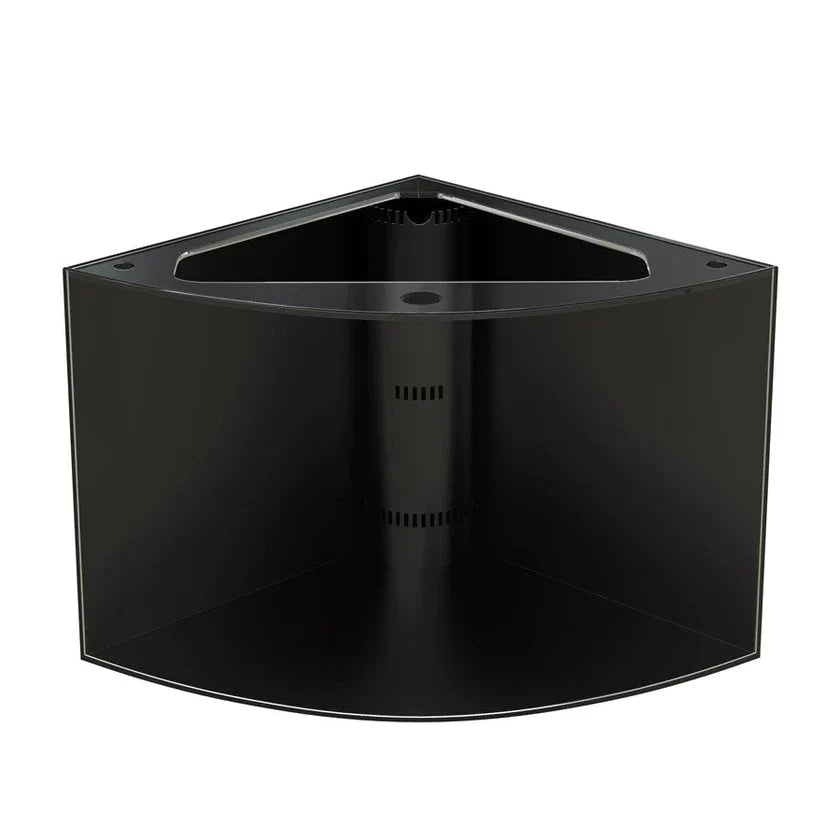 Black corner bracket on a white background