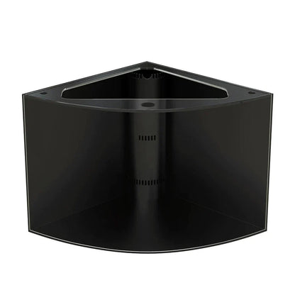 Abyss Black 90g Corner 1/4 Cylinder Glass Aquarium Set in Flush Wood Furniture