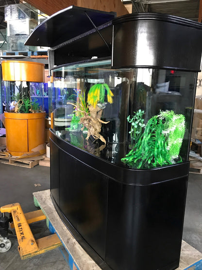 WARRANTY INCLUDED! 215 gallon GLASS bow front aquarium fish tank