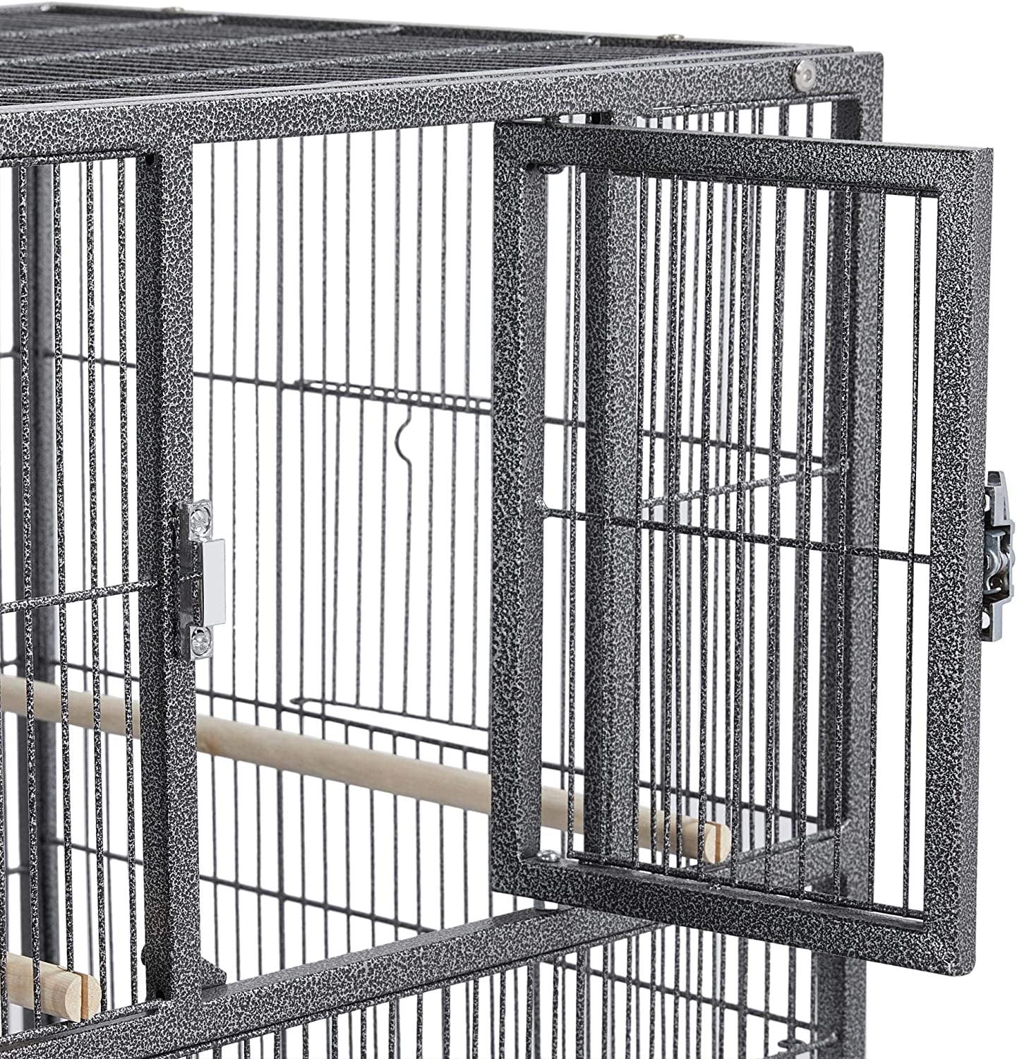 Black metal bird cage with a clear background