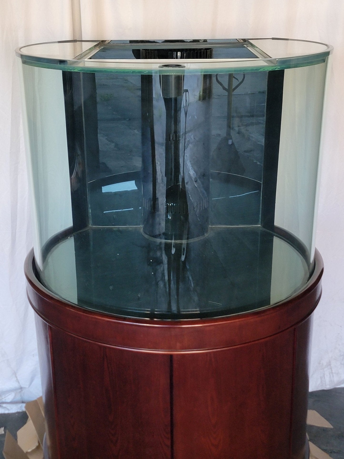 AQUA VIM 133-Gallon Reef-Ready ¾ Cylinder Round Aquarium + Sump | Rose Cherry Furniture