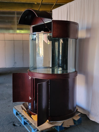 AQUA VIM 133-Gallon Reef-Ready ¾ Cylinder Round Aquarium + Sump | Rose Cherry Furniture