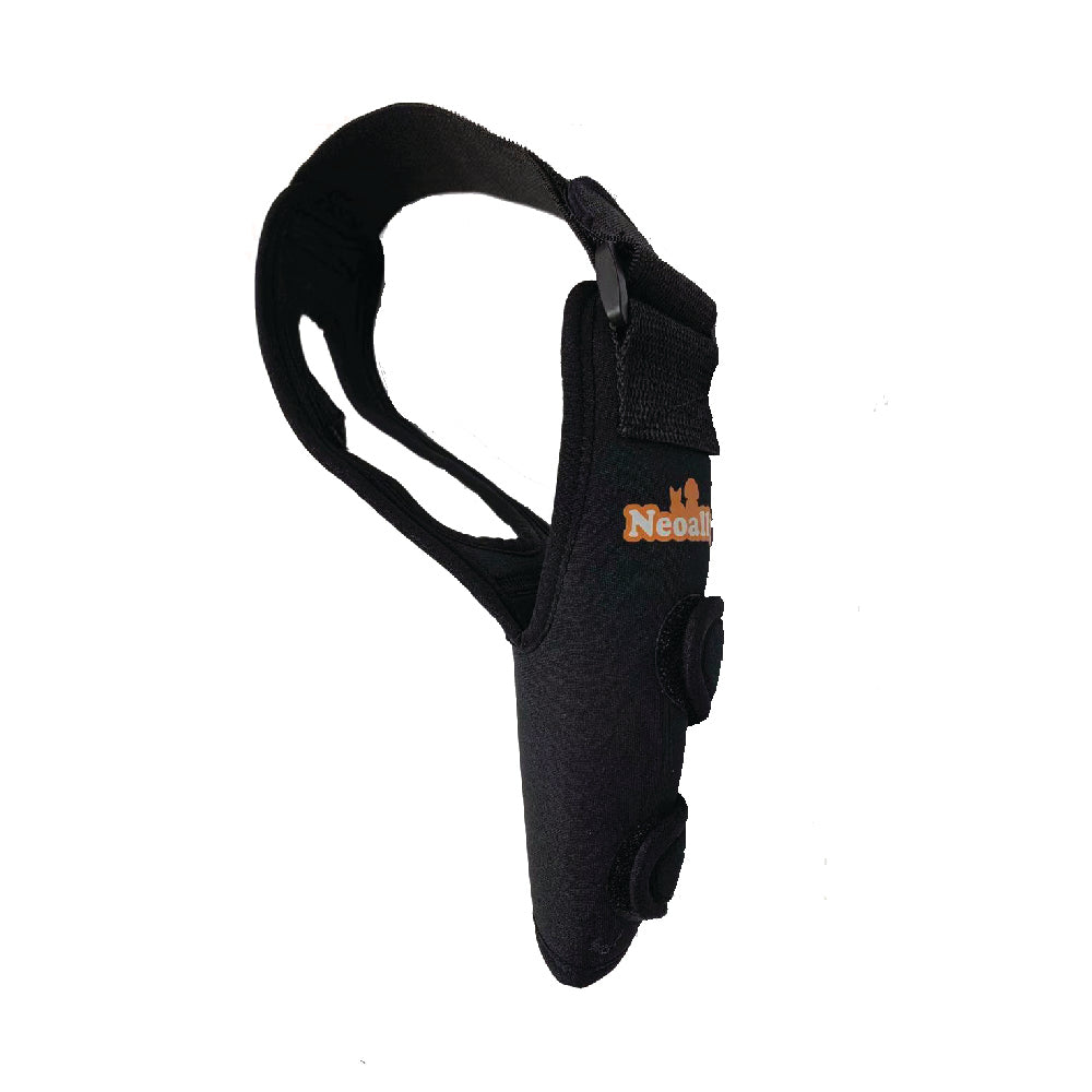 Black holster with a visible brand logo on a white background