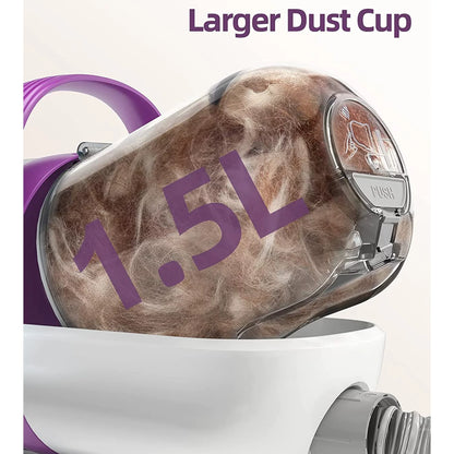 Dust Bin with '1.5L' Label and Purple Handle on a White Background.