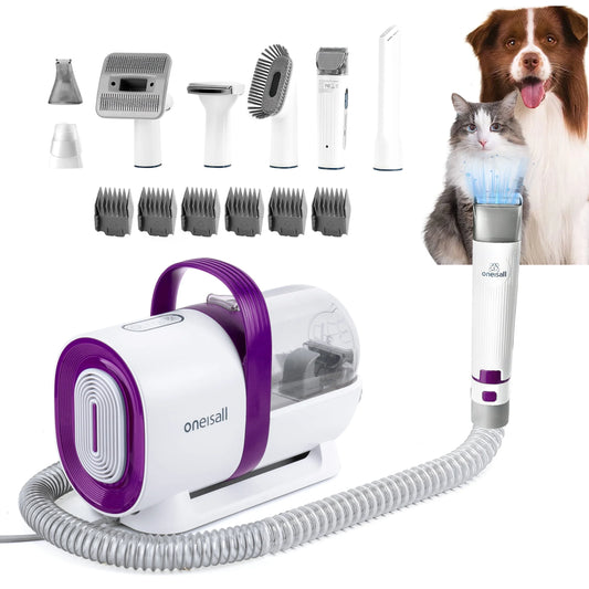 Pet Grooming Vacuum - Includes a Total of 7 Special Attachments and 6 Guide Combs, making it a total of 13 Attachments including the Vacuum.